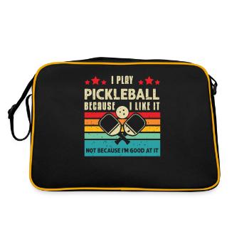 I Play Pickleball Because I Like It - Retro Tasche - Schwarz/Gold - Hinten