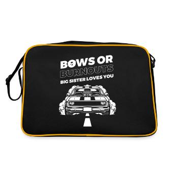 Burnouts Or Bows Gender Reveal Party - Retro Bag - black/gold - Back