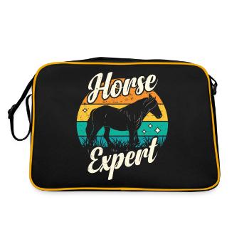 Pferdeexperte Pferd Reiterhof Reiten Reiter - Retro Tasche - Schwarz/Gold - Hinten