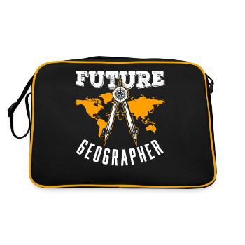 Zukünftiger Geograph Geographiestudent Geographie - Retro Tasche - Schwarz/Gold - Hinten