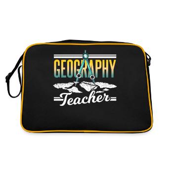 Geografielehrer Beruf Geograph Geographie - Retro Tasche - Schwarz/Gold - Hinten