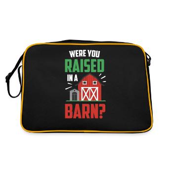 Bist Du In Einer Scheune Aufgewachsen? Papi Papa - Retro Tasche - Schwarz/Gold - Hinten
