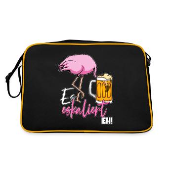 Es Eskaliert Eh Flamingo Bier Disko Festival - Retro Tasche - Schwarz/Gold - Hinten