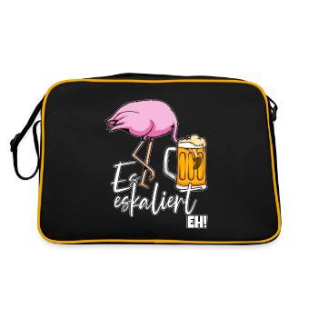 Es Eskaliert Eh Flamingo Bier Disko Festival - Retro Tasche - Schwarz/Gold - Hinten
