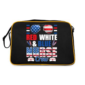 Red White Blue Nurse Crew American Flag - Retro Bag - black/gold - Back