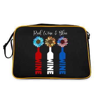 Red Wine Blue 4th Of July - Retro Bag - black/gold - Back
