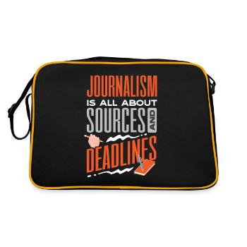 Journalist Journalism Is All About Sources And - Retro Tasche - Schwarz/Gold - Hinten
