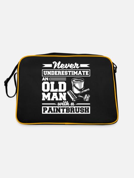 Painter Painting Paintbrush Never Underestimate - Retro Bag - black/gold - Back