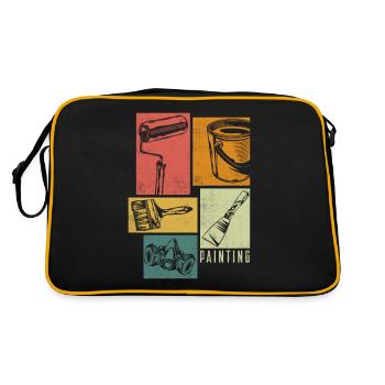 Painter Painting Equipment Silhouettes - Retro Tasche - Schwarz/Gold - Hinten
