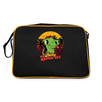 Babysaurus Dinosaurier Baby Saurus - Kreatur - Retro Tasche - Schwarz/Gold - Hinten