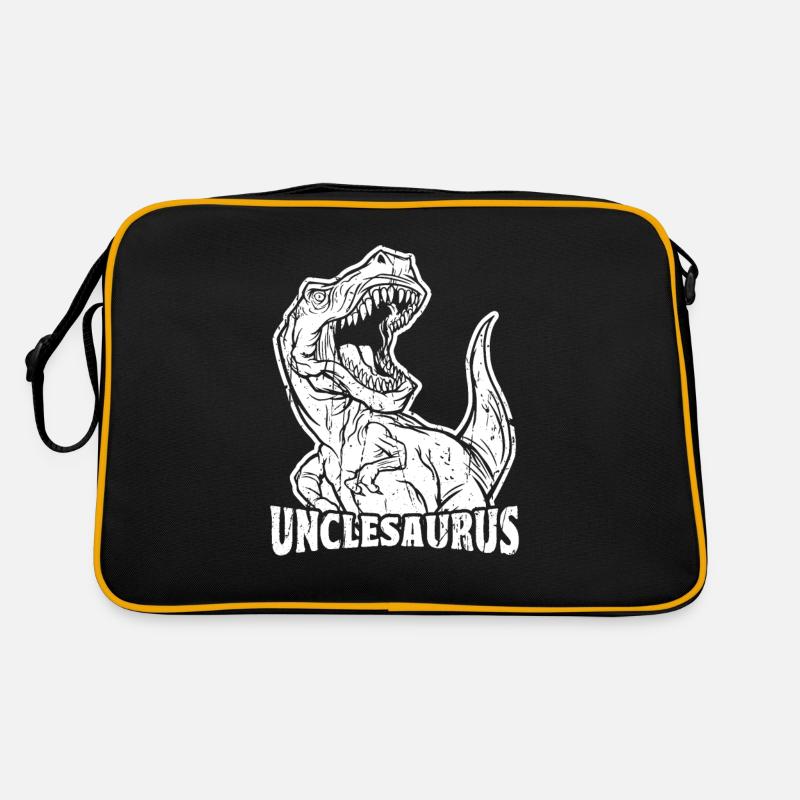Unclesaurus Onkel Saurus Dinosaurier - Kreatur - Retro Tasche - Schwarz/Gold