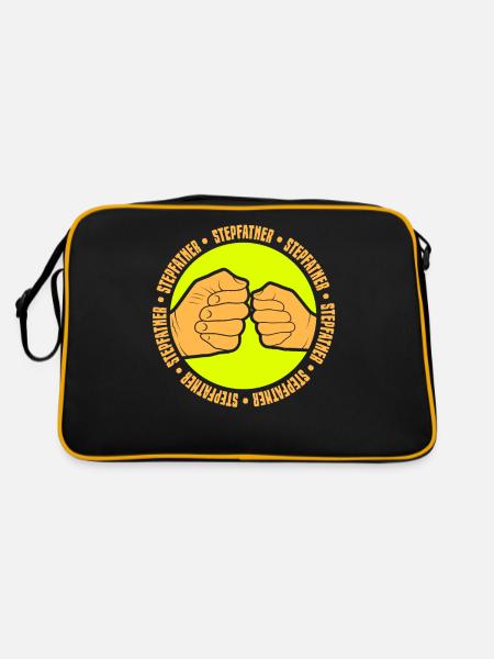 Stiefvater Stiefpapa Stepdad Vatertag - Retro Tasche - Schwarz/Gold - Hinten