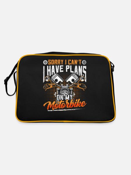 Ich Kann Nicht Ich Habe Pläne Mit Meinem Motorrad - Retro Tasche - Schwarz/Gold - Hinten
