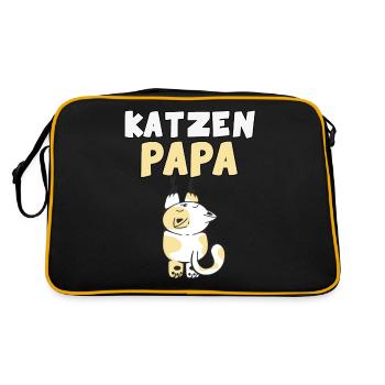 Katzen Papa Tiermotiv Katze - Retro Tasche - Schwarz/Gold - Hinten
