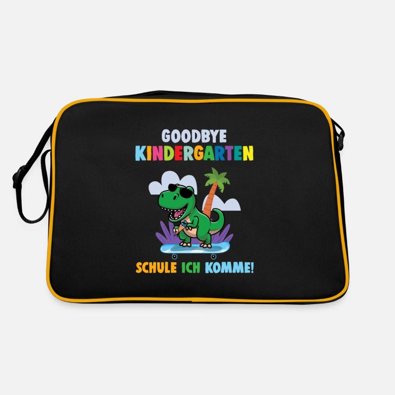 Einschulung Dino Schule Ich komme Schulkind Retro Tasche