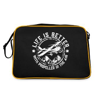 Life is better with Motorflugzeug Pilot - Retro Tasche - Schwarz/Gold - Hinten