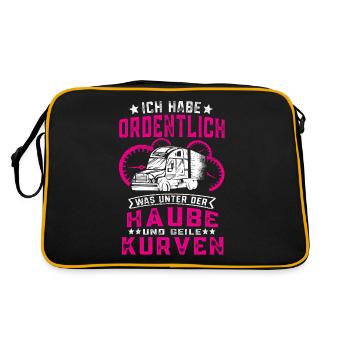 Ordentlich was unter der Haube LKW Fahrer - Retro Tasche - Schwarz/Gold - Hinten