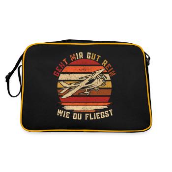 Geht mir gut rein wie du fliegst Privatpilot Pilot - Retro Tasche - Schwarz/Gold - Hinten
