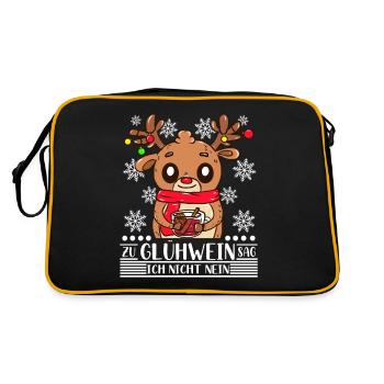 Zu Glühwein sag ich nicht nein Weihnachtsmarkt - Retro Tasche - Schwarz/Gold - Hinten