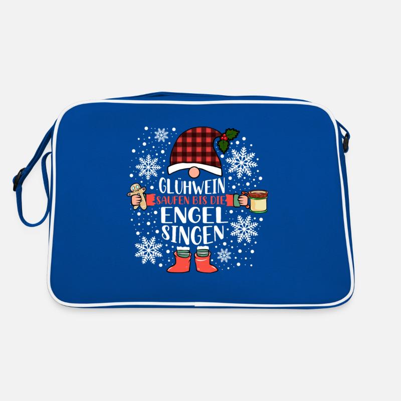 Glühwein bis die Engel Singen Weihnachtsmarkt Retro Tasche