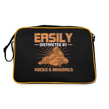 Leicht ablenkbar durch Gesteine & Mineralien - Retro Tasche - Schwarz/Gold - Hinten