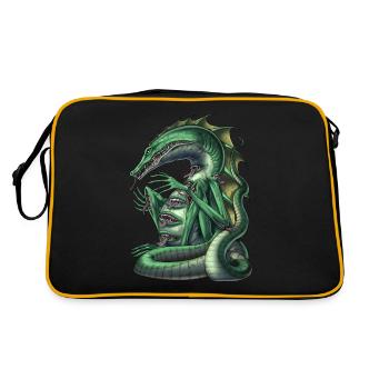 Aztec Mythology Creature Cipactli - Retro Bag - black/gold - Back