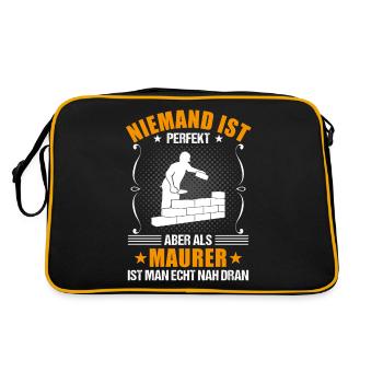 Maurer Lustiger Spruch Bauhandwerker Geschenk - Retro Tasche - Schwarz/Gold - Hinten