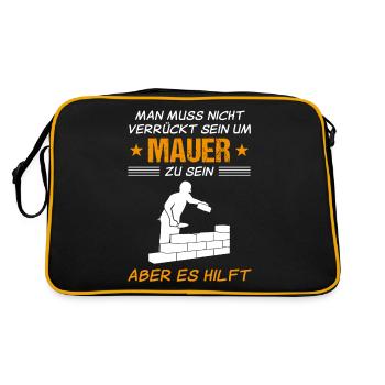 Maurer Lustiger Spruch Bauhandwerker Geschenk - Retro Tasche - Schwarz/Gold - Hinten