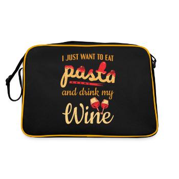 Ich möchte nur Pasta essen und meine Weinpasta trinken - Retro Tasche - Schwarz/Gold - Hinten