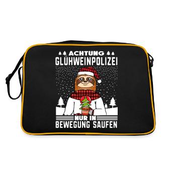 Glühweinpolizei in Bewegung saufen Weihnachtsmarkt - Retro Tasche - Schwarz/Gold - Hinten