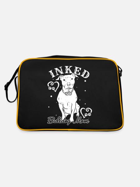 Bulldog Mama Tätowiert Old English Bulldog Mom Tat - Retro Tasche - Schwarz/Gold - Hinten