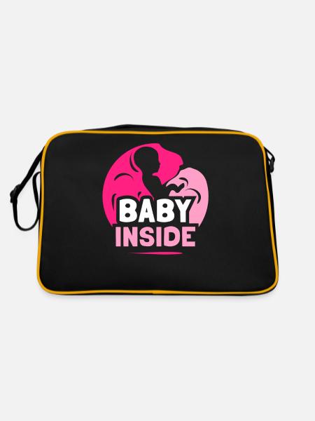 Baby Inside Pregnant Announcement Baby Inside - Retro Bag - black/gold - Back