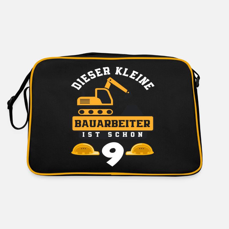 Construction Worker 9th Birthday Excavator Boys Gift Retro Bag