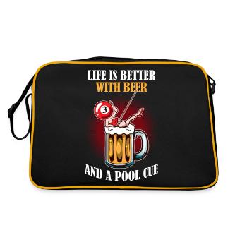 Beer And A Pool Cue Billiard Gift - Retro Bag - black/gold - Back