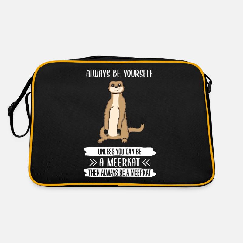 Erdmännchen Sei Immer Du Selbst Spruch Geschenk - Retro Tasche - Schwarz/Gold