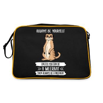 Erdmännchen Sei Immer Du Selbst Spruch Geschenk - Retro Tasche - Schwarz/Gold - Hinten