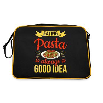 Pasta essen ist immer eine gute Idee Pasta - Retro Tasche - Schwarz/Gold - Hinten