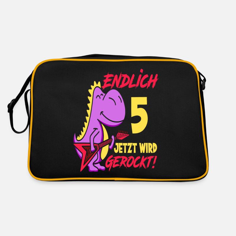 Dinosaurier 9. Geburtstag Gitarre Mädchen Geschenk Retro Tasche