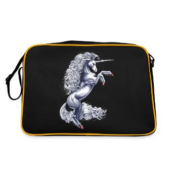 Mythisches magisches Einhorn - Retro Tasche - Schwarz/Gold - Hinten