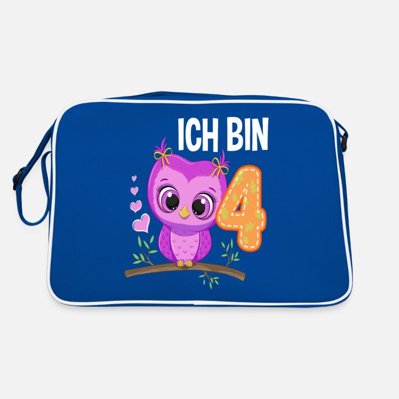 Ich Bin 4 Eule 4. Geburtstag Eulen Mädchen Retro Tasche