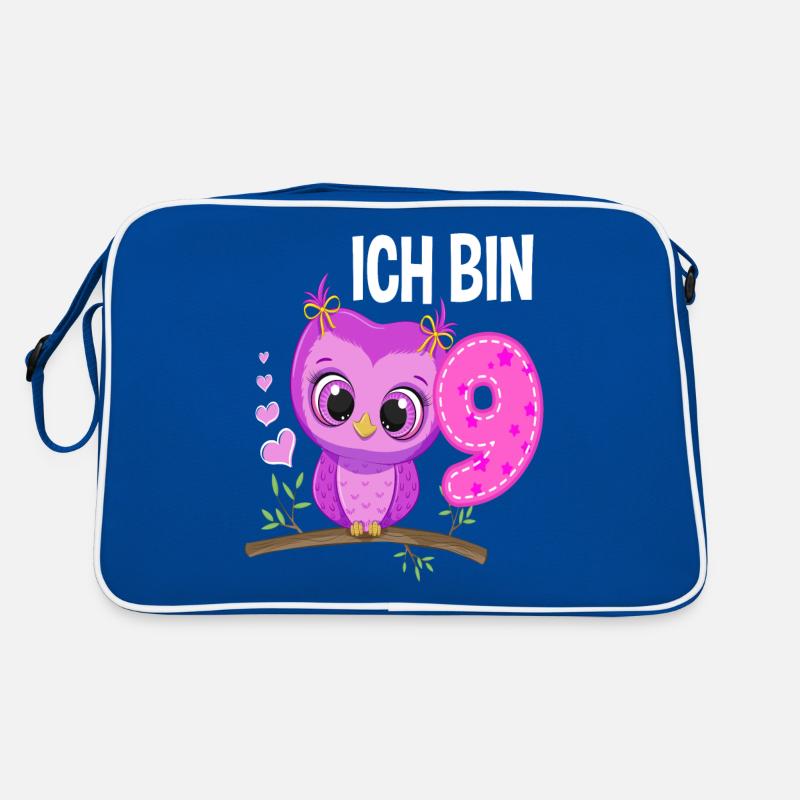 Ich Bin 9 Eule 9. Geburtstag Eulen Mädchen Retro Tasche