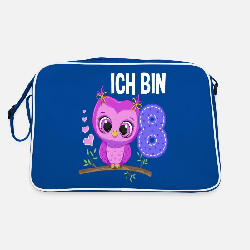 Ich Bin 8 Eule 8. Geburtstag Eulen Mädchen Retro Tasche