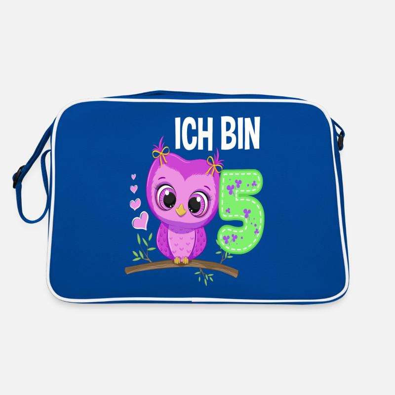 Ich Bin 5 Eule 5. Geburtstag Eulen Mädchen Retro Tasche