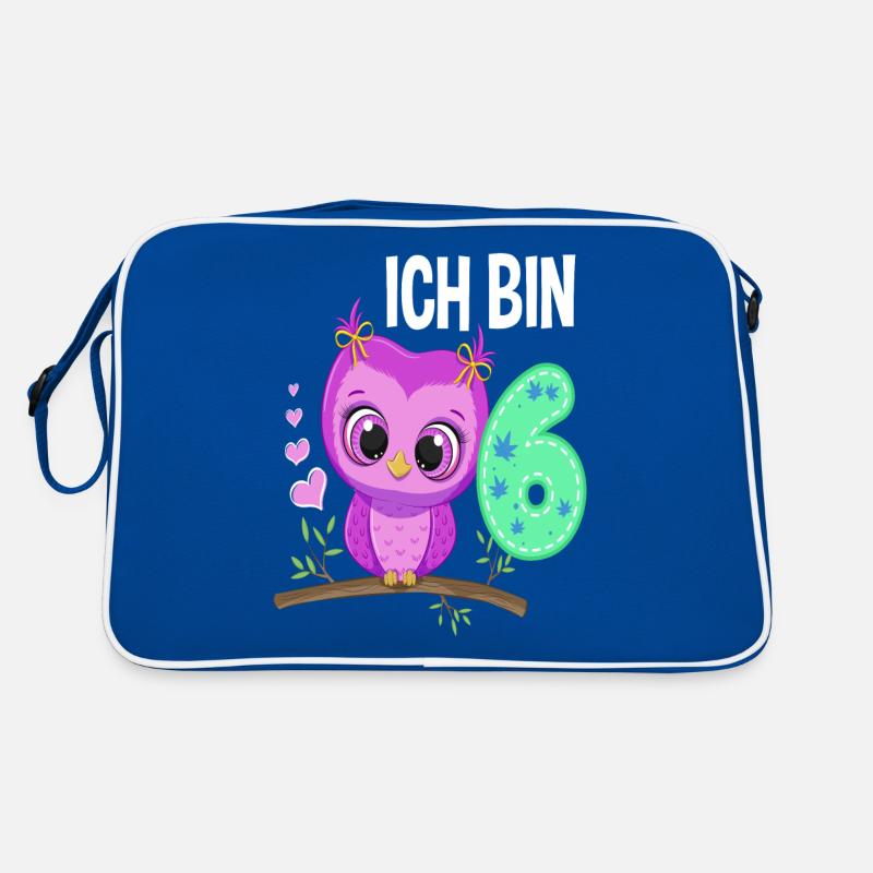 Ich Bin 6 Eule 6. Geburtstag Eulen Mädchen Retro Tasche