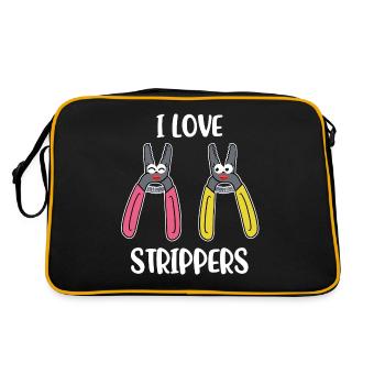 I Love Strippers Electrician Gift - Retro Bag - black/gold - Back