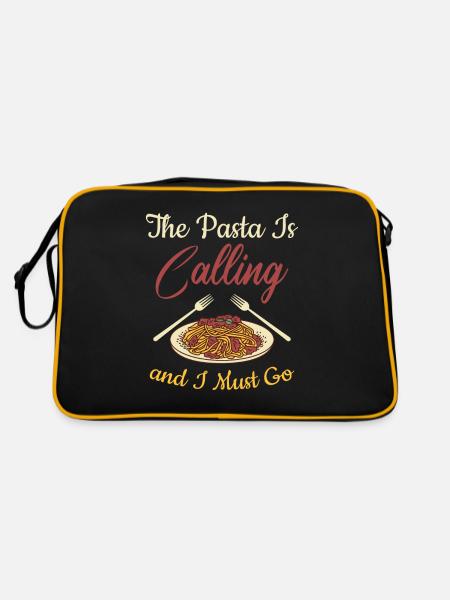 The Pasta Is Calling And I must Go - Retro Bag - black/gold - Back