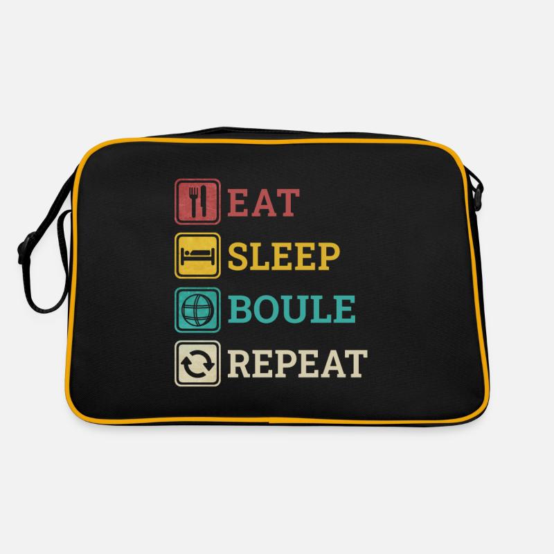 Eat Sleep Boule Repeat Boccia Sprüche Witze Retro Tasche