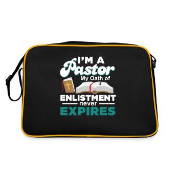 Pastor Oath Of Enlistment Funny Theologian - Retro Bag - black/gold - Back