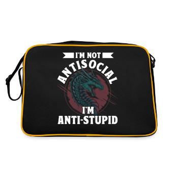 Je ne suis pas antisocial, je suis anti-dragon stupide - Sac Retro - noir/or - Dos