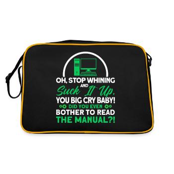 Arrêtez de pleurnicher et avalez-le Sysadmin - Sac Retro - noir/or - Dos